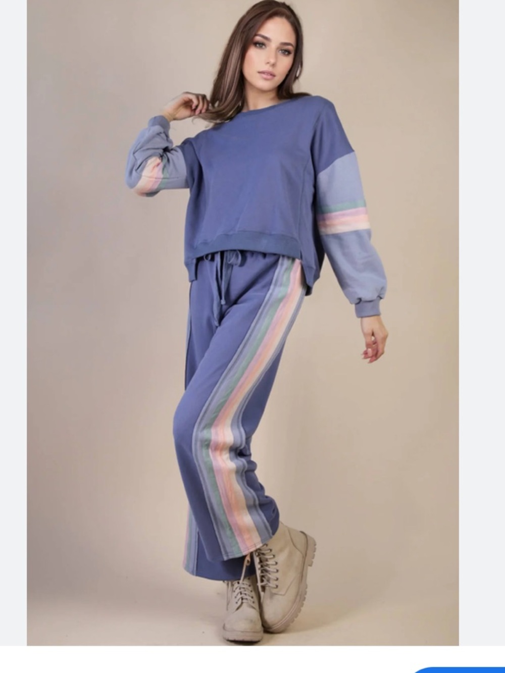 New In knit color block Wide Leg pants Blue Size Small NWT
